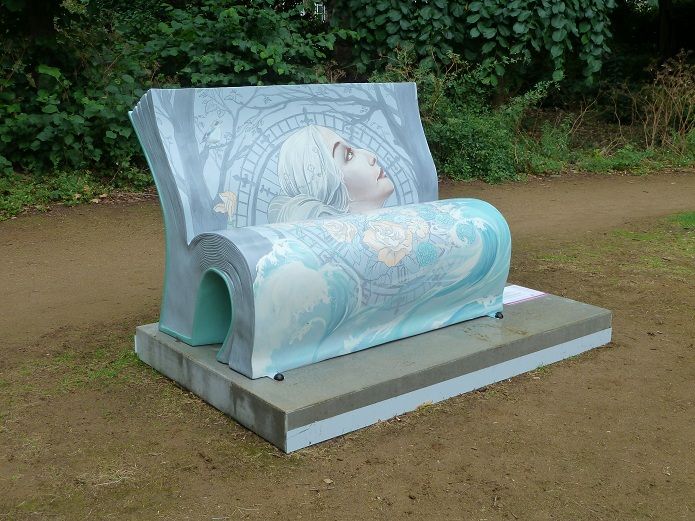 The Mrs Dalloway BookBench by Fiona and Neil Osborne (One Red Shoe).