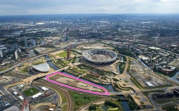 Aerial view of London Olympic Park