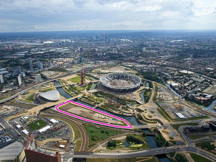 Aerial view of London Olympic Park