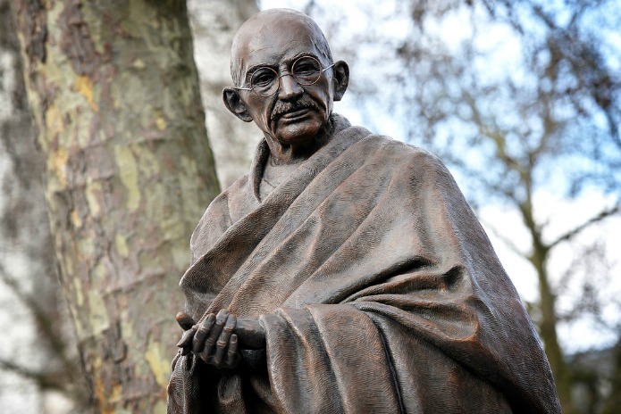 Close view of the Mahatma Gandhi statue in London