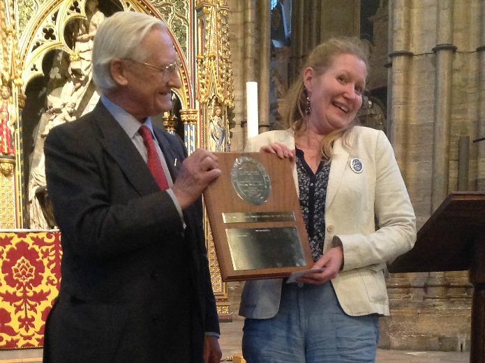 Guide of the Year Fiona Lukas receiving her Katrine Prince Award from Martin Prince