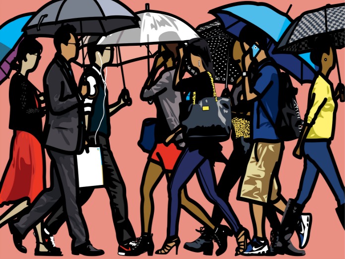 Royal Academy: Julian Opie - Walking In The Rain 