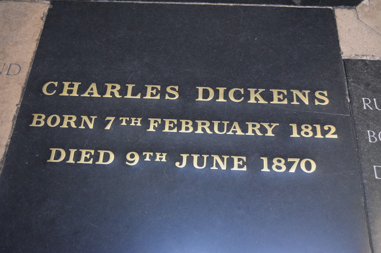 Grave of Charles Dickens at Westminster Abbey. Photo Credit: © David Streets.