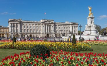Flowers blooming in the front garden of Buckingham Palace. Photo Credit: © Photo by David Iliff. License: CC BY-SA 3.0 via Wikimedia Commons.