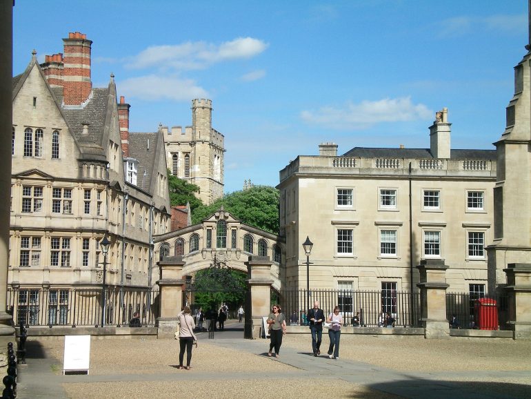 Oxford_Hertford Bridge, popularly known as the Bridge of Sighs, is a skyway joining two parts of Hertford College over New College Lane in Oxford, England. Its distinctive design makes it a city landmark. Photo Credit: ©Papannon/Pixabay.