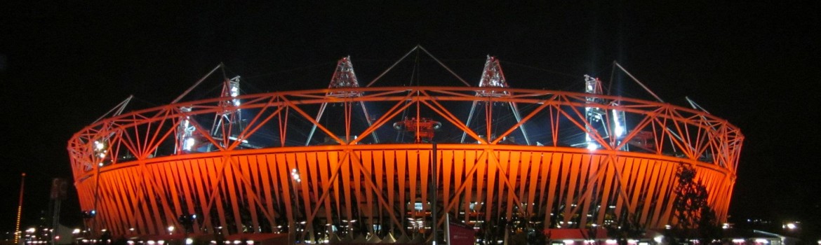 London 2012 Queen Elizabeth Olympic Park - Stadium in red. Photo Credit: ©Ursula Petula Barzey.