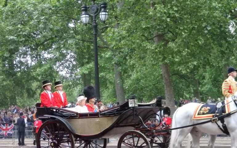 Trooping the Colour is an annual event that takes place on Horse Guards Parade near London's St James's Park, marking The Queen's official birthday.