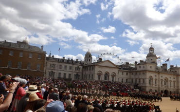 Trooping the Colour is an annual event that takes place on Horse Guards Parade near London's St James's Park, marking The Queen's official birthday.