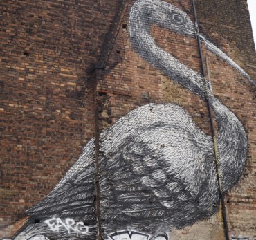 London Street Art in Shoreditch - Crane by Roa on Hanbury Street. Photo Credit: ©Ursula Petula Barzey