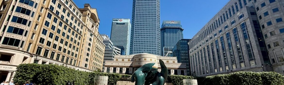 Cabot Square in Canary Wharf London. Photo Credit: © Ursula Petula Barzey.