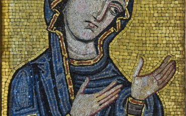 Byzantine-style mosaic showing the Virgin as Advocate for the Human Race. Kept at Museo Diocesano di Palermo, originally from Palermo Cathedral, c.1130-1180AD. Photo Credit: ©Museo Diocesano di Palermo.