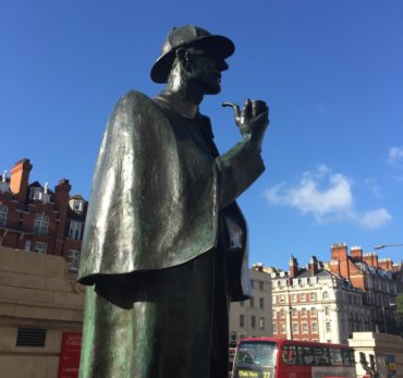 London: Sherlock Holmes Statue by John Doubleday at 4 Marylebone Road. Photo Credit: ©Glyn Jones.