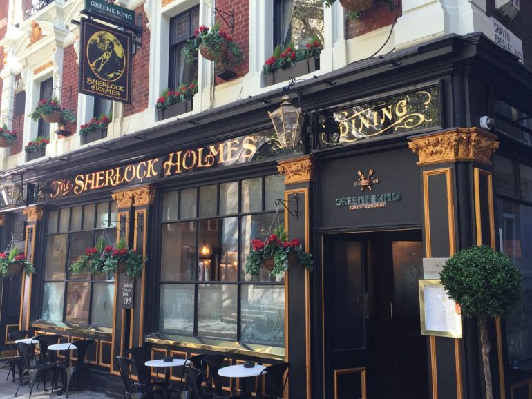 London: The Sherlock Holmes Pub at221B Baker Street. Photo Credit: ©Glyn Jones.