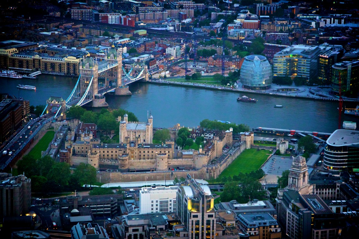 Aerial shot of Tower bridge and Tower of London. Photo Credit: ©London & Partners. 