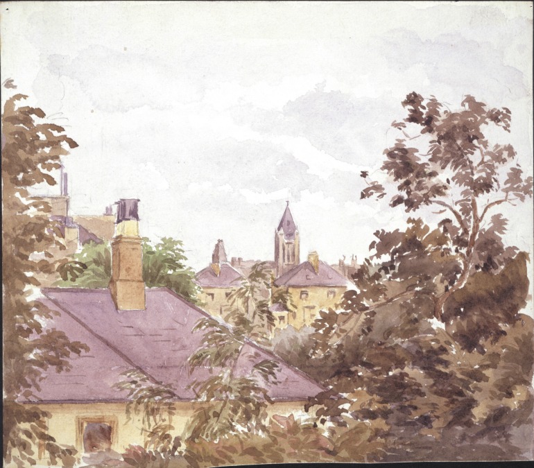 View from 2 Bolton Gardens, Beatrix Potter, 1882. Photo Credit: © Victoria & Albert Museum with kind permission of Frederick Warne & Co.