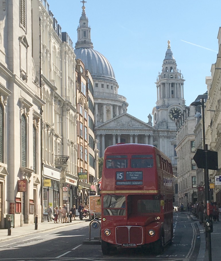 Red London Routemaster double decker bus - Heritage Route 15. Photo Credit: ©Ursula Petula Barzey.