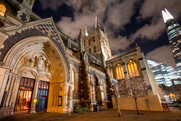 Southwark Cathedral at night. Photo Credit: © London & Partners.