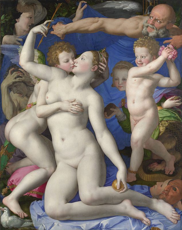 The National Gallery: Bronzino, 1503 - 1572, An Allegory with Venus and Cupid circa 1545. Photo Credit: @ The National Gallery, London.