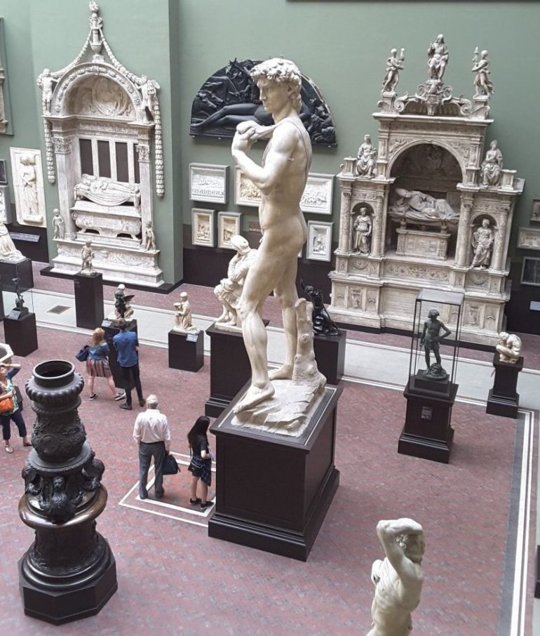 Victoria & Albert Museum: Michelangelo’s David, plaster cast c 1856, gallery 46b, the Weston Cast Court. Photo Credit: © Ingrid M Wallenborg.
