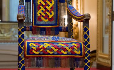 Buckingham Palace: 2017 Summer Opening of the State Rooms Royal Gifts Exhibition: A beaded Yoruba throne presented to The Queen by the people of Nigeria in 1956. Photo Credit: Royal Collection Trust / © Her Majesty Queen Elizabeth II 2017.