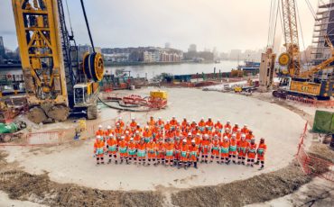 Tideway workers have begun work on digging a hole with a 30m diameter on the banks of the River Thames. Photo Credit: © Thames Tideway Tunnel.