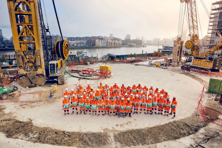 Tideway workers have begun work on digging a hole with a 30m diameter on the banks of the River Thames. Photo Credit: © Thames Tideway Tunnel.