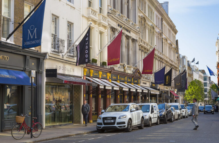 Shopping on New Bond Street in London. 