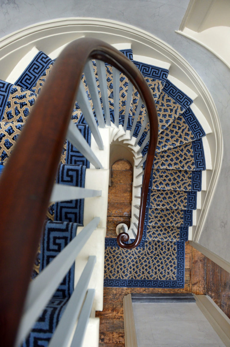 Sandycombe Lodge: Turner's House staircase with carpet. Photo Credit: Anne Purkiss ©Turner’s House Trust Collection.