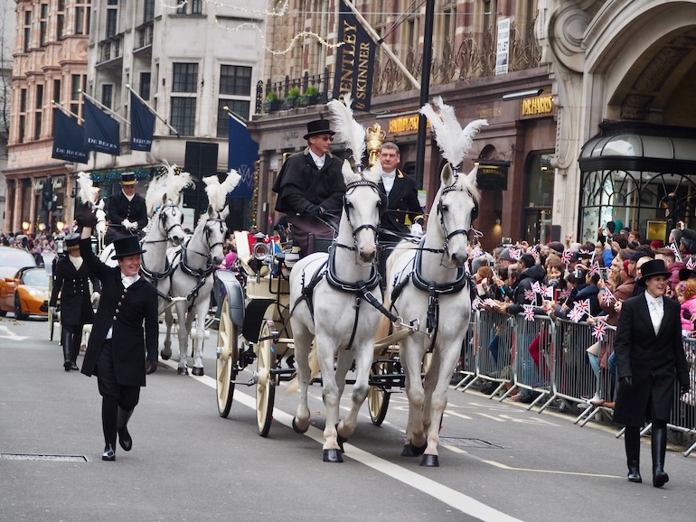 Crowd lining parade route London New Year's Day Parade. Photo Credit: © Ursula Petula Barzey.