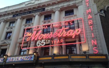 Agatha Christie's The MouseTrap 65th anniversary sign. Photo Credit: © Mousetrap London.