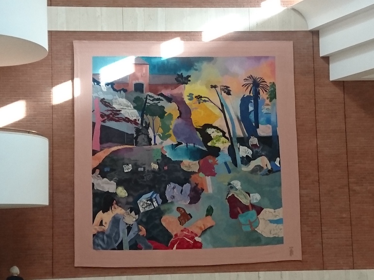 British Library in London: If Not, Not Tapestry by RB Kitaj hung in St Pancras Entrance Hall. Photo Credit: © Steve Fallon. 