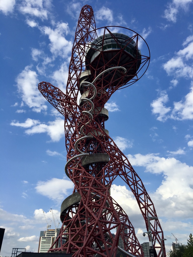 Closeup view of ArcelorMittal Orbit in Queen Elizabeth Olympic Park. Photo Credit: © Ursula Petula Barzey.