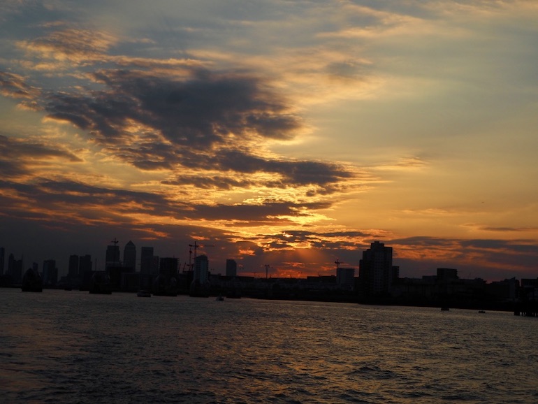 Watching the sunset while on a River Cruise in London. Photo Credit: © Ursula Petula Barzey.