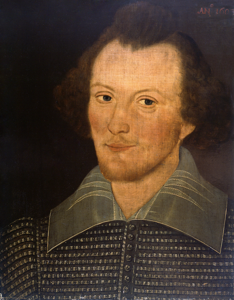 William Shakespeare portrait attributed to Sanders. Photo Credit: © Public Domain via Wikimedia Commons. 