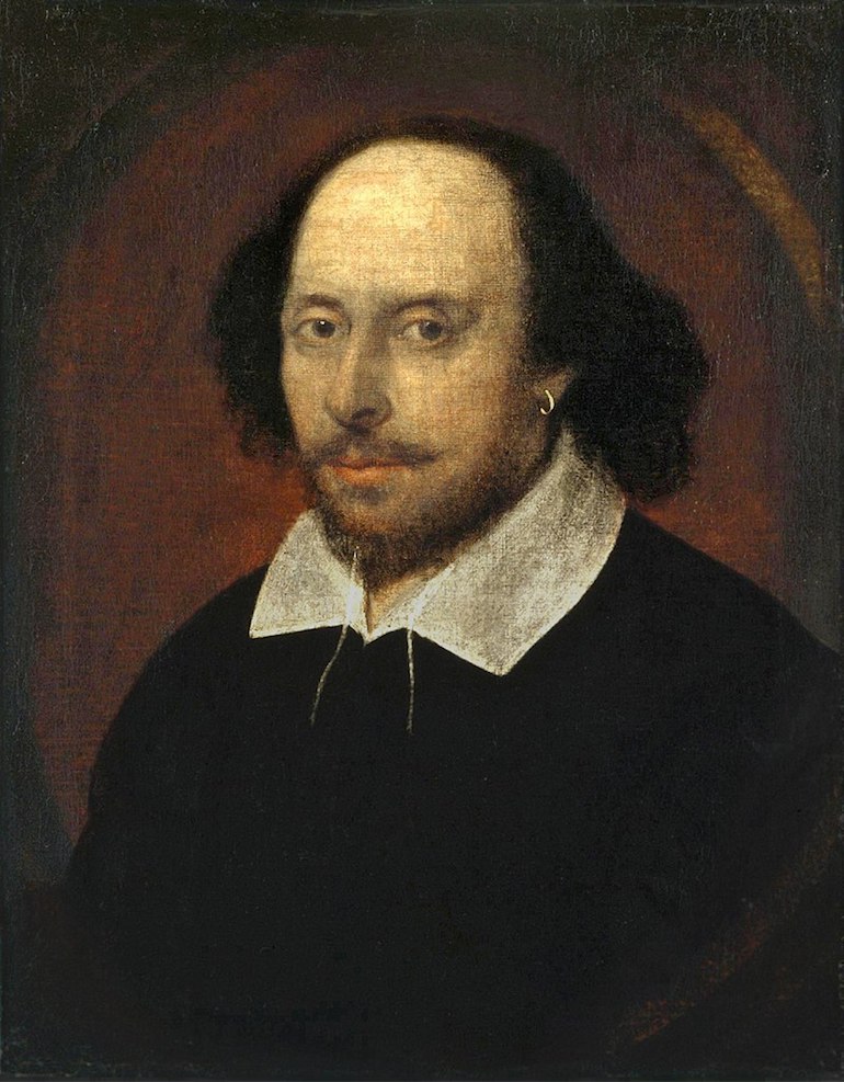 William Shakespeare portrait by John Taylor known as The Chandos Portrait. Photo Credit: © Public Domain via Wikimedia Commons.