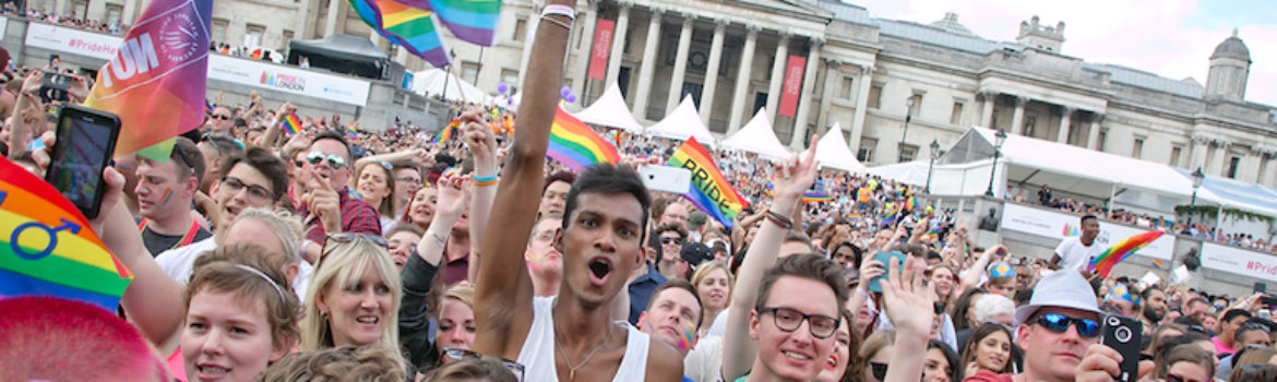 Crowd at Pride in London Celebrations in Trafalgar Square. Photo Credit: © Matias Altbach via Pride in London.