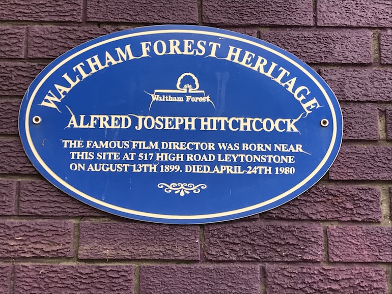 Alfred Hitchcock birthplace plaque. Photo Credit: © Edwin Lerner.