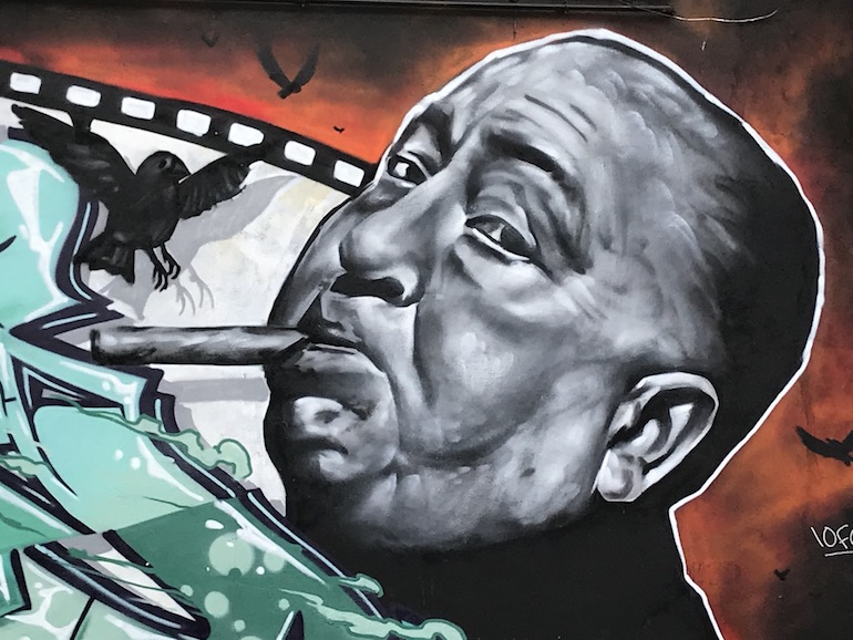 Mural of Alfred Hitchcock in London. Photo Credit: © Edwin Lerner.