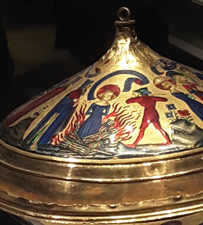 British Museum in London: St Agnes, the Royal Gold Cup, 14th C, France. Photo Credit: ©  Ingrid M Wallenborg.