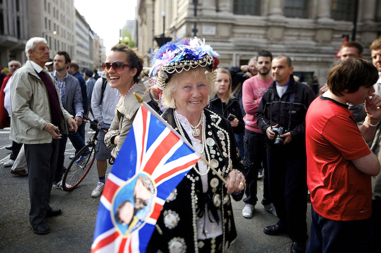 Pearly Queen at the wedding of Prince William and Catherine Middleton. Photo Credit: © Aurelien Guichard via Wikimedia Commons.