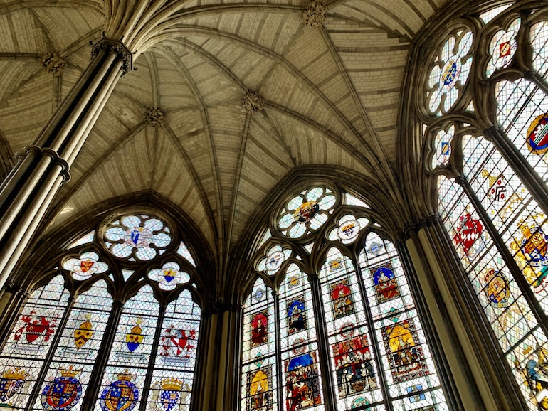 The Chapter House at Westminster Abbey in London. This is where Parliament, presided over by the king, first met. It was badly damaged during WW2. Photo Credit: © Antony Robbins.