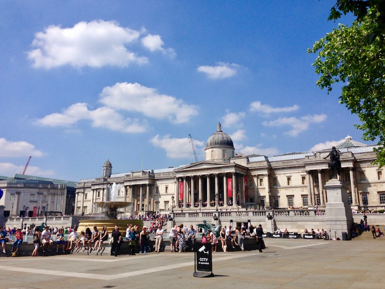 Partial view of Trafalgar Square and National Gallery in London. Photo Credit: © Ursula Petula Barzey.