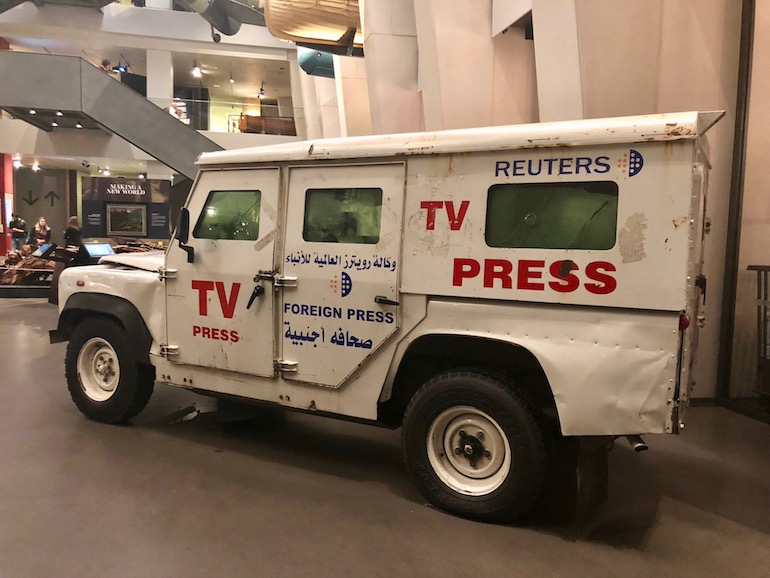 Reuters Armoured Land Rover at Imperial War Museum London. Photo Credit: © Ursula Petula Barzey.