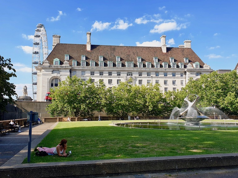 View of the London Marriott Hotel County Hall building near the London Eye. Photo Credit: © Ursula Petula Barzey.