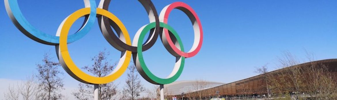 Olympic rings, Queen Elizabeth Olympic Park, Stratford, East London. Photo Credit: © Steve Fallon.