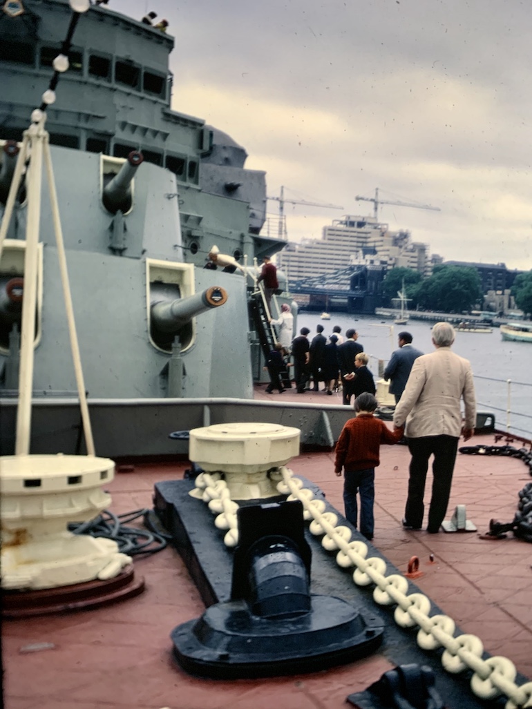 Antony Robbins aka Mr Londoner on HMS Belfast with his father in 1971. Photo Credit: ©  Antony Robbins.