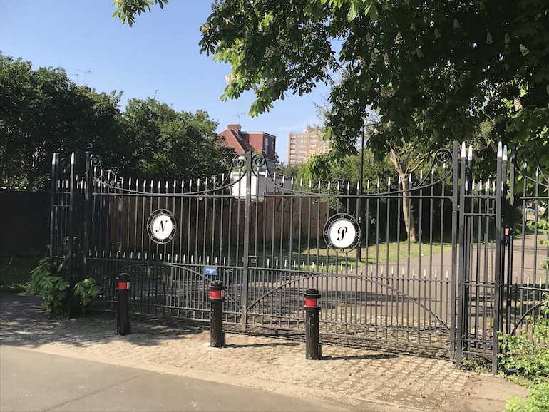 Original gates from the Northolt Park Pony racecourse.  Photo Credit: © Steven Szymanski.