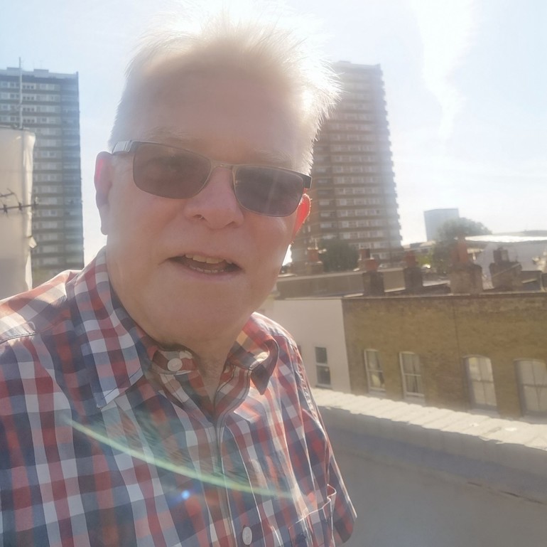 Steve on the roof on Chisenhale Road, Bow, East London. Photo Credit: © Steve Fallon.