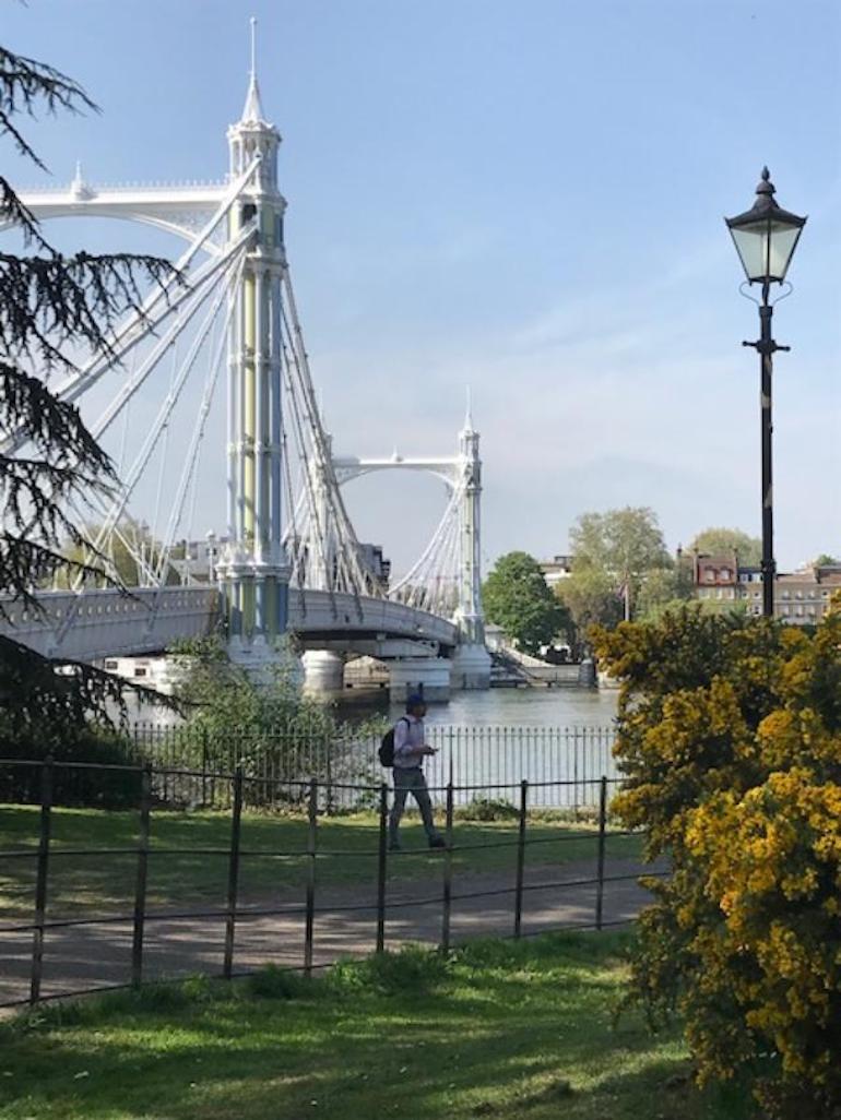 Albert Bridge and on into Chelsea, from Battersea Park. Photo Credit: © Clare McCoy.