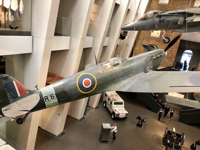 Spitfire in the Atrium at the Imperial War Museum in London. Photo Credit: © Ursula Petula Barzey.